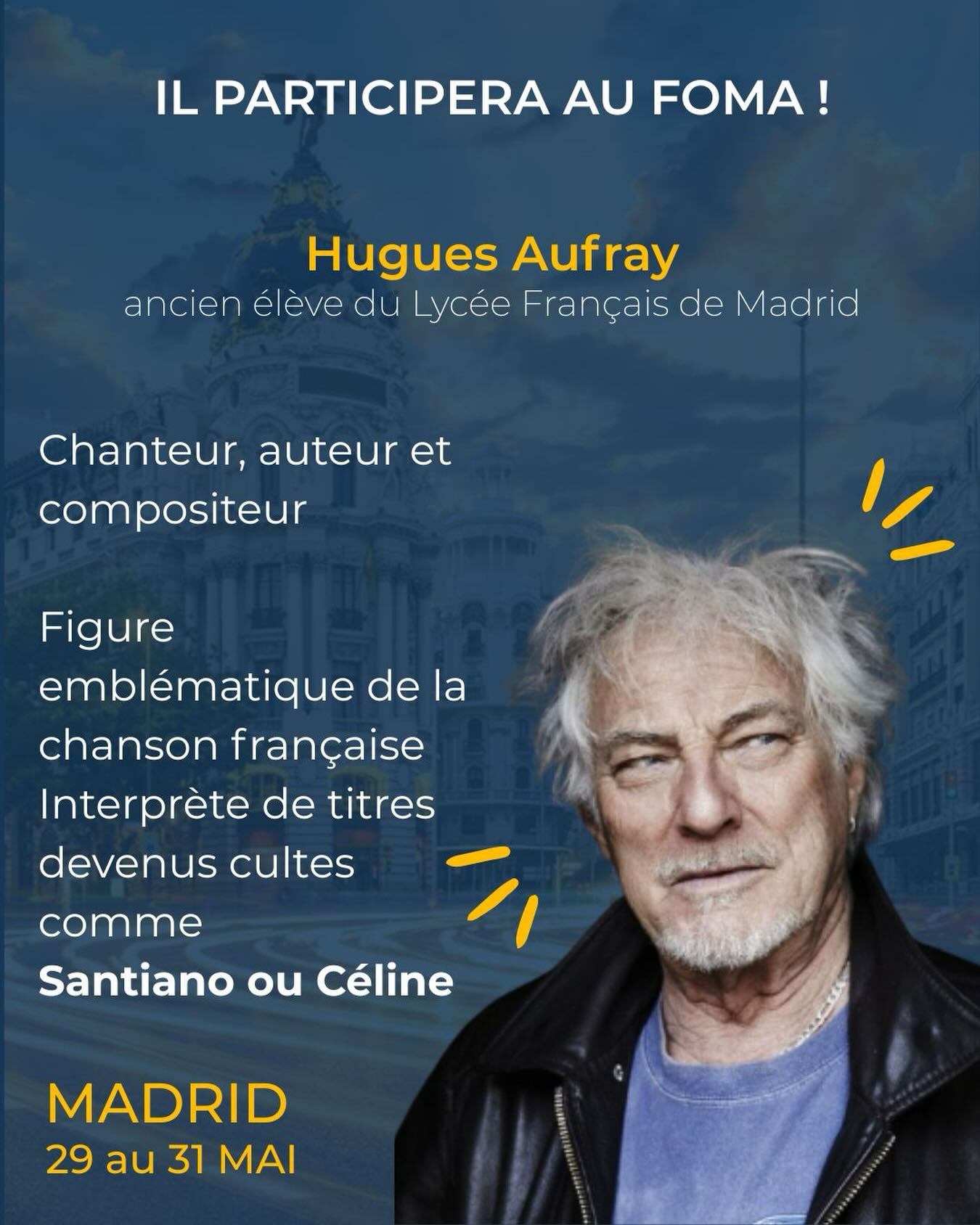 Hugues Aufray, chanteur et compositeur, ancien élève du Lycée français de Madrid